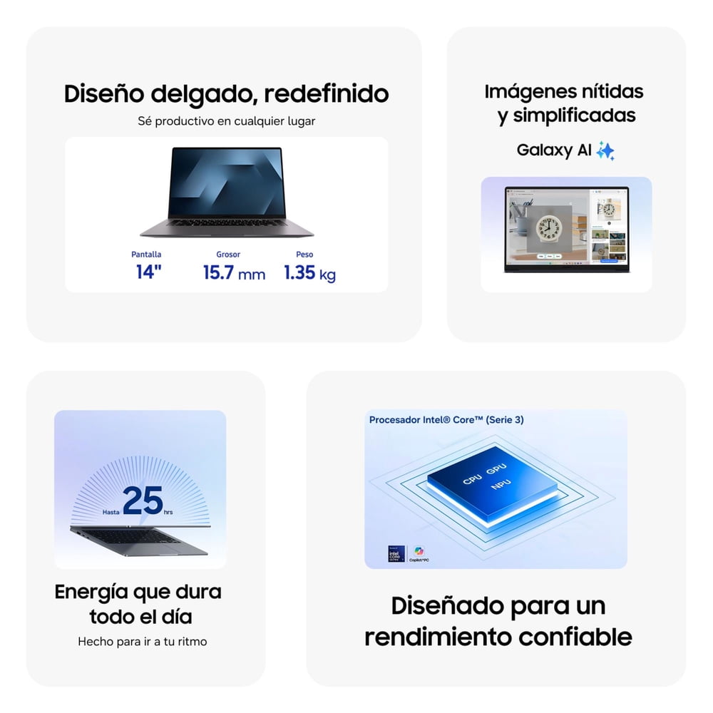 Notebook Galaxy Book6 14 pulgadas, Intel Core 5 315, 8 GB RAM, 256 GB SSD, pantalla IPS WUXGA antirreflejo, foto 4