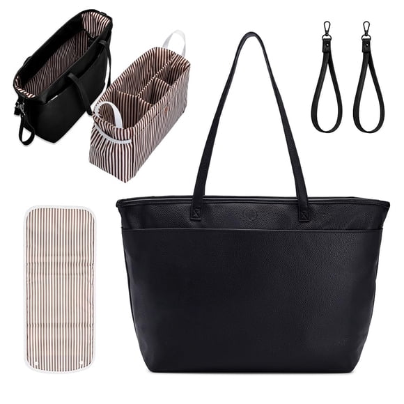 Bolsa de pañales Parker Baby Co. 46 cm de cuero vegano tipo tote