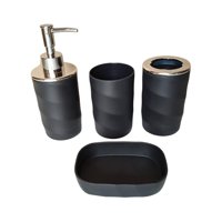Bothyi - Juego De 4 Accesorios De Baño Con Dispensador De Loción Para Baño De Hotel, Color Negro