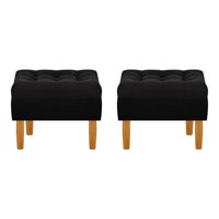 Bodevir - Set Pouf Wood 1C Felpa 04 Negro