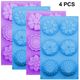thumbnail image 1 of Juego de 4 moldes de silicona para pasteles con forma de flor, con 6 agujeros, hechos a mano, para hacer jabón, postres, hornear, moldes de silicona para jabón, bandejas de hielo, gelatina, pastel de, 1 of 8