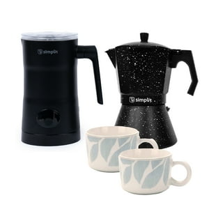 Simplit - Pack Espumador + Cafetera 12 Tazas + 2 Tazas Palermo