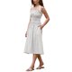 thumbnail image 4 of INSPIRE CHIC Vestido Midi de Mujer con Cuello Halter Verano Cintura Fruncida Vestido de Rayas para Playa y Vacaciones XS Blanco, 4 of 6