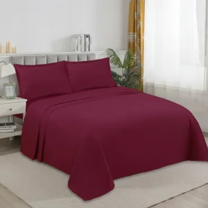 Casadeliacl - Juego De Sábanas Tfi Para Colchón 2 Plazas 235 Cm Burdeo Lisos