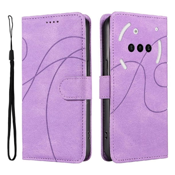 Funda tipo cartera con tapa para Nothing Phone 3A con tarjetero, soporte y cubierta magnética Morado
