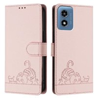 Funda Tipo Cartera Foxdock Para Motorola Moto G 5G 2024 Con Soporte, Ranuras, Rfid, Diseño De Gato
