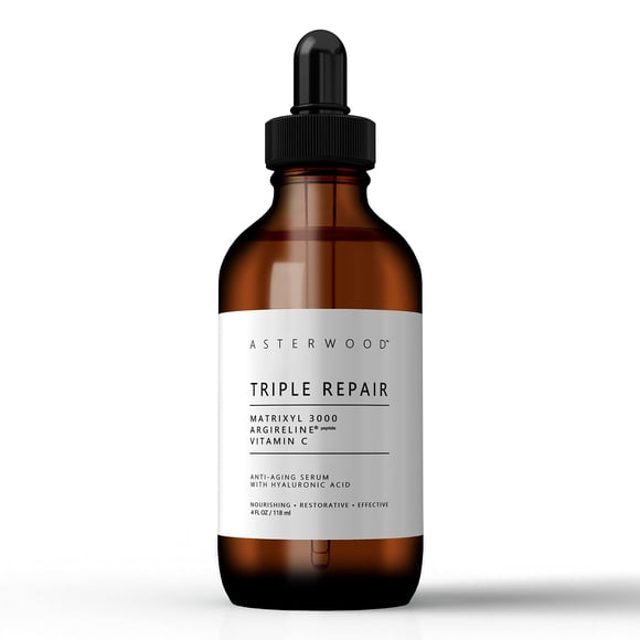 Sérum ASTERWOOD Triple Repair Matrixyl 3000, más Argireline, ácido hialurónico y vitamina C orgánica, 118 ml