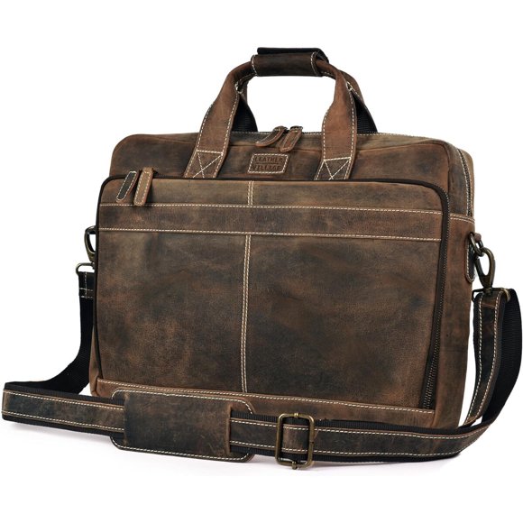 LEATHER VILLAGE 18 Leather Laptop Messenger Briefcase Bag