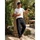 thumbnail image 5 of INSPIRE CHIC Pantalones de Lino Transpirables con Botones y Cintura Ajustable para Hombre, Casuales y Ligeros, Talla 36 Negro, 5 of 6