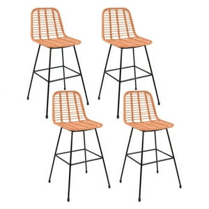 Klik Muebles - Pack De 4 Taburetes Alto De Terraza Rattan Grecia Color Madera