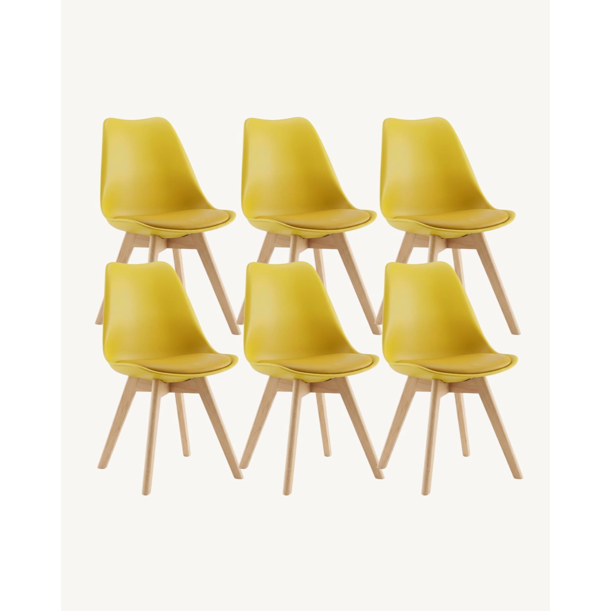 Habita2 Chile - Silla Tulip Ecocuero Amarillo X6