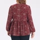 thumbnail image 4 of GRACE & GRANDEUR Blusas de Talla Grande para Mujer con Estampado Floral Cuello en V Mangas de Linterna Cuello Redondo Punto Casual Suelto Babydoll 4X Rojo Oscuro, 4 of 7