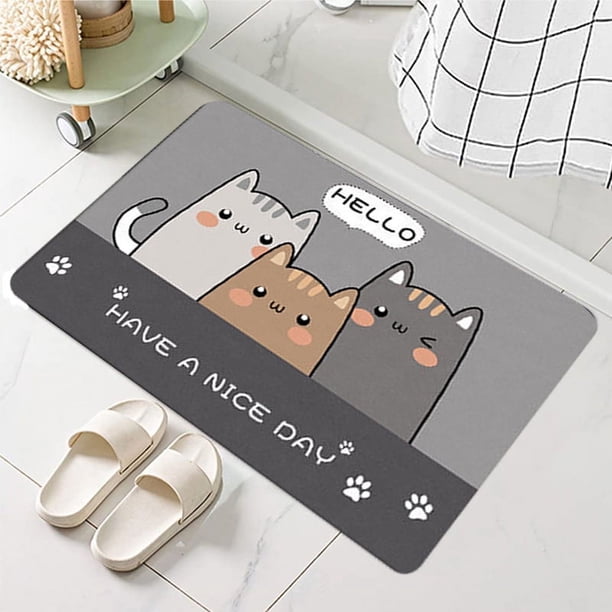 1pc, Cute Cat Oil-Proof Kitchen Floor Mat - Washable, Non-Slip, Absorbent, Long Area Rug for Living Room, Bedroom, Bathroom, and Carpet Home Decor