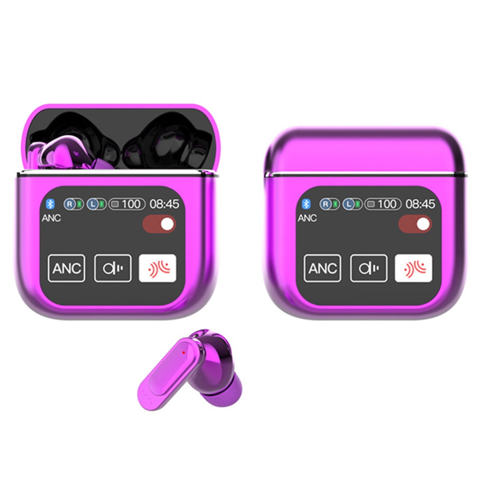 Aaronmei Auriculares Inalámbricos In-ear Con Pantalla Táctil Led Púrpura