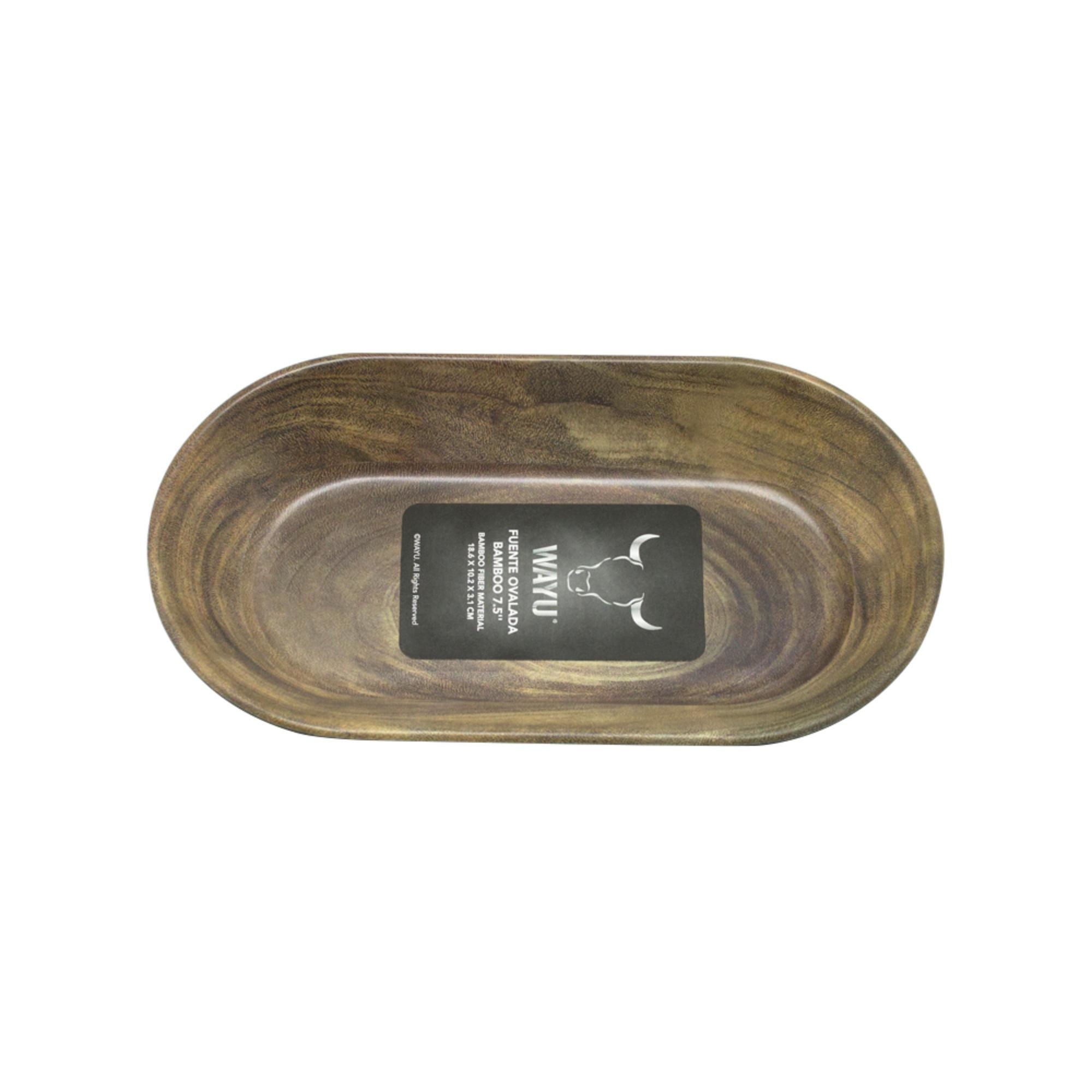 Wayu - Fuente Ovalada Bamboo 7.5"" Café