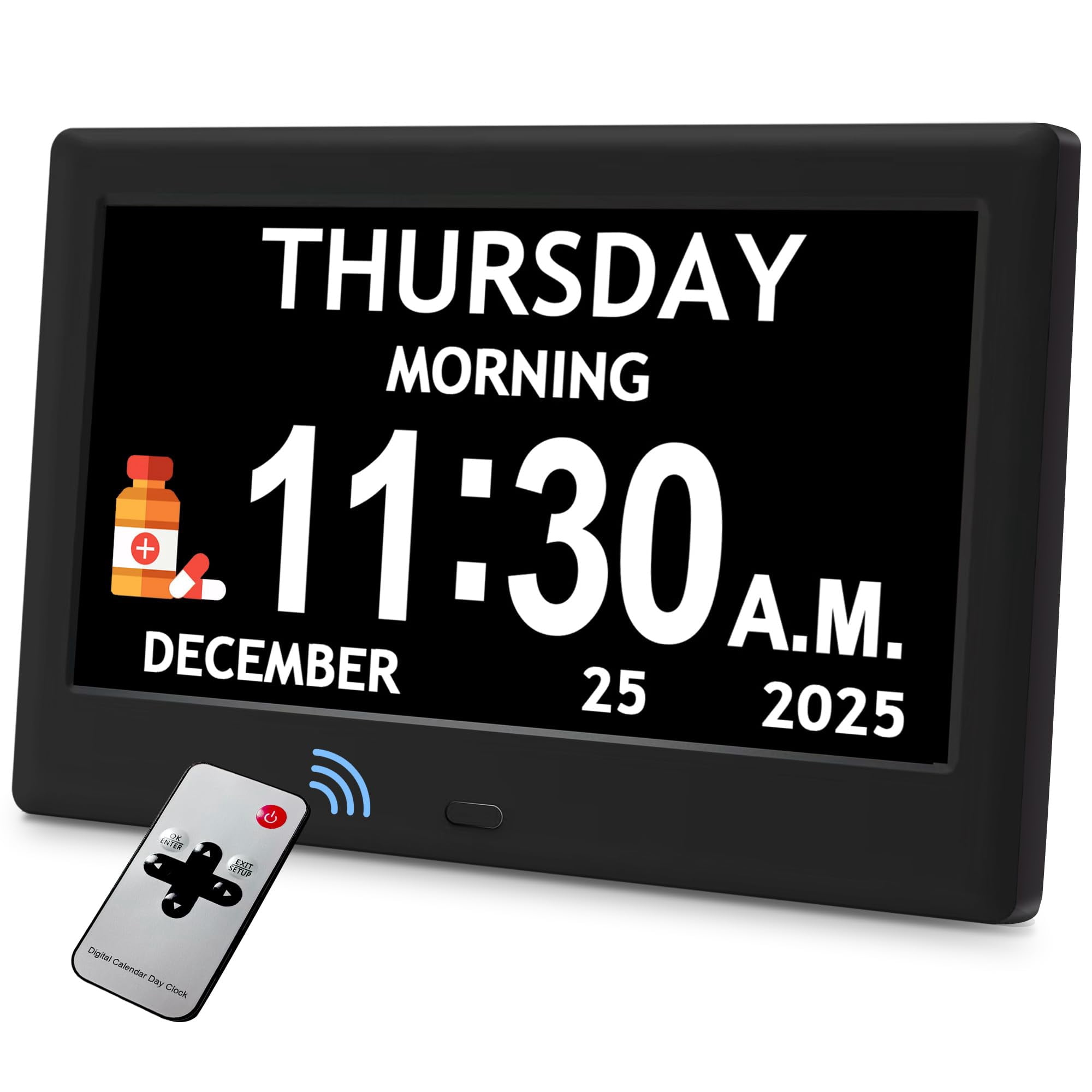 Reloj Digital Flyruit Dementia De 7 Pulgadas Con Fecha, Hora Y 10 Recordatorios