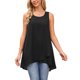 thumbnail image 1 of INSPIRE CHIC Blusa sin mangas de gasa casual de mujer para el regreso a clases, camiseta suelta asimétrica de cuello redondo, parte superior de verano, XL, negro, 1 of 6