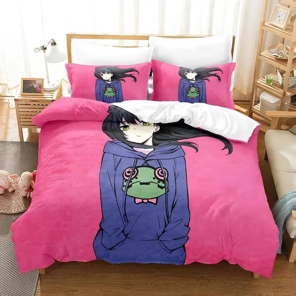 Anime Mieruko-chan The Girl Who Can See Them Bedding Set Boys Girls Duvet Cover Pillowcase Bed Kids Adult