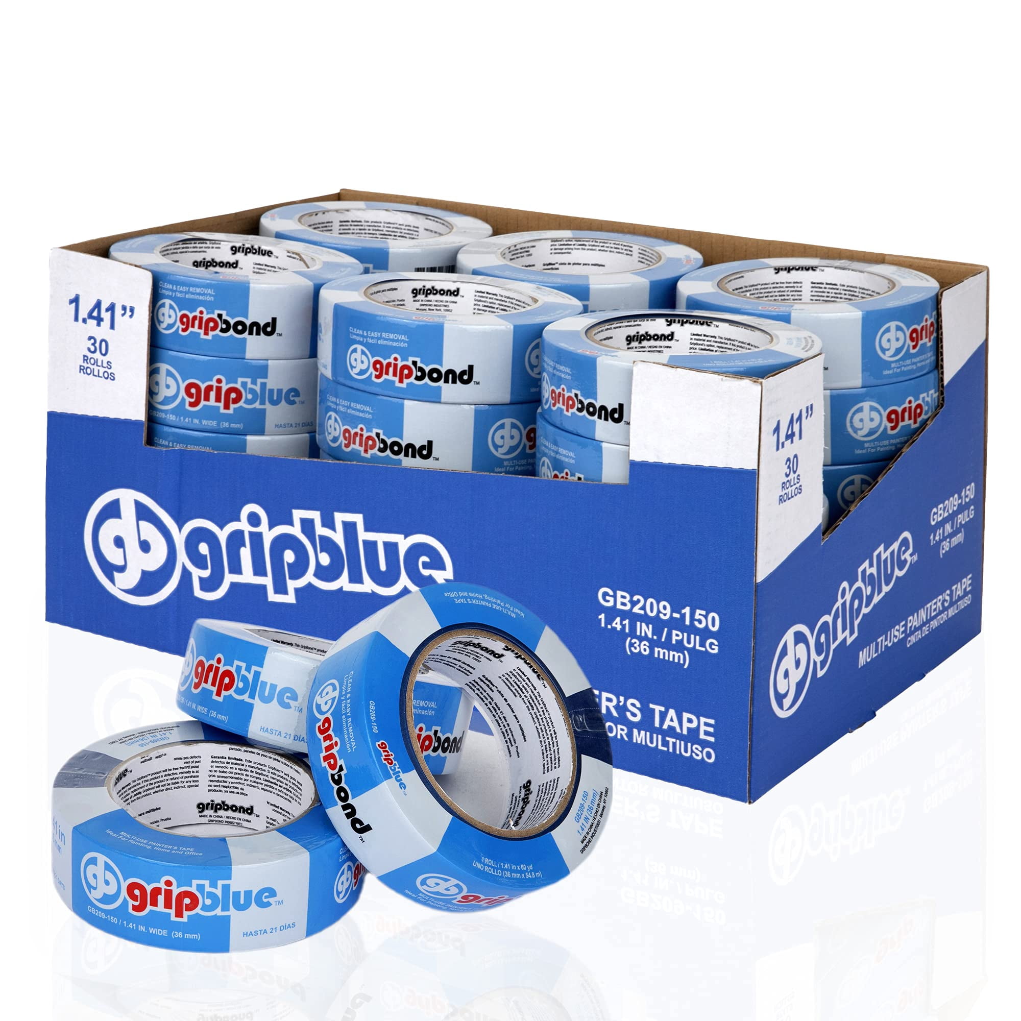 Gripblue - Cinta Adhesiva De 1 5 Pulgadas De Ancho (30 Rollos 3 6 Cm X 55 M)