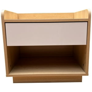 5° Sueño - Velador Moderno Nordico Madera Sobrio 2 Niveles 1 Cajon 43X40X50