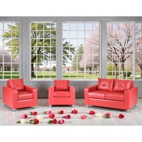 Muebles Altiro - Living Asiria 211 - Cuero Sintetico Pu Rojo