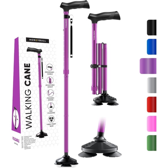 Bastón HONEYBULL plegable ajustable morado
