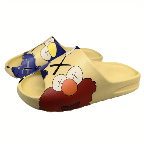 Men's Anime Print Non-Slip Platform Slides, Comfortable Soft Sole Cloud Slides For Indoor Outdoor Bathroom Beach, Summer