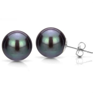 Aros Paris Jewelry 18K White Gold 10 Mm Black Pearl Redondos Unisex