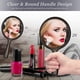 thumbnail image 5 of Espejo de mano de doble cara, espejo de aumento 1X/2X con asa, espejo de mano transparente, espejo de maquillaje de forma redondeada., 5 of 6