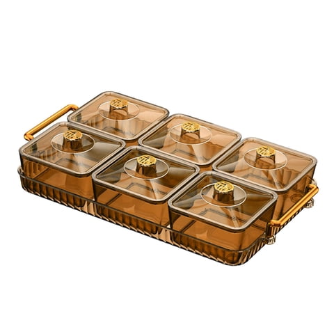 Bothyi - Bandeja De Frutas Secas, Plato De Aperitivos Para Reuniones, Banquetes, Bodas, 6 Rejillas, Color Marrón