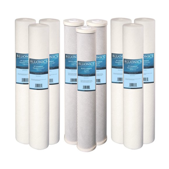 Juego de filtros de agua BLUONICS 20"x2,5" Sedimento y Carbón