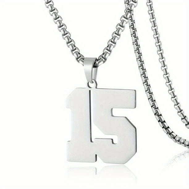 1pc Stylish Stainless Steel Men's Athletes Number Pendant Necklace - Perfect for Baseball, Basketball, and Football Teams - Long Chain Necklace with Sports Number - Ideal Gift for Boys