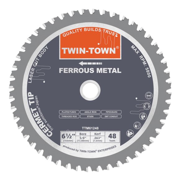 Hoja de sierra TWIN-TOWN 16,5 cm 48T Cermet para metal ferroso