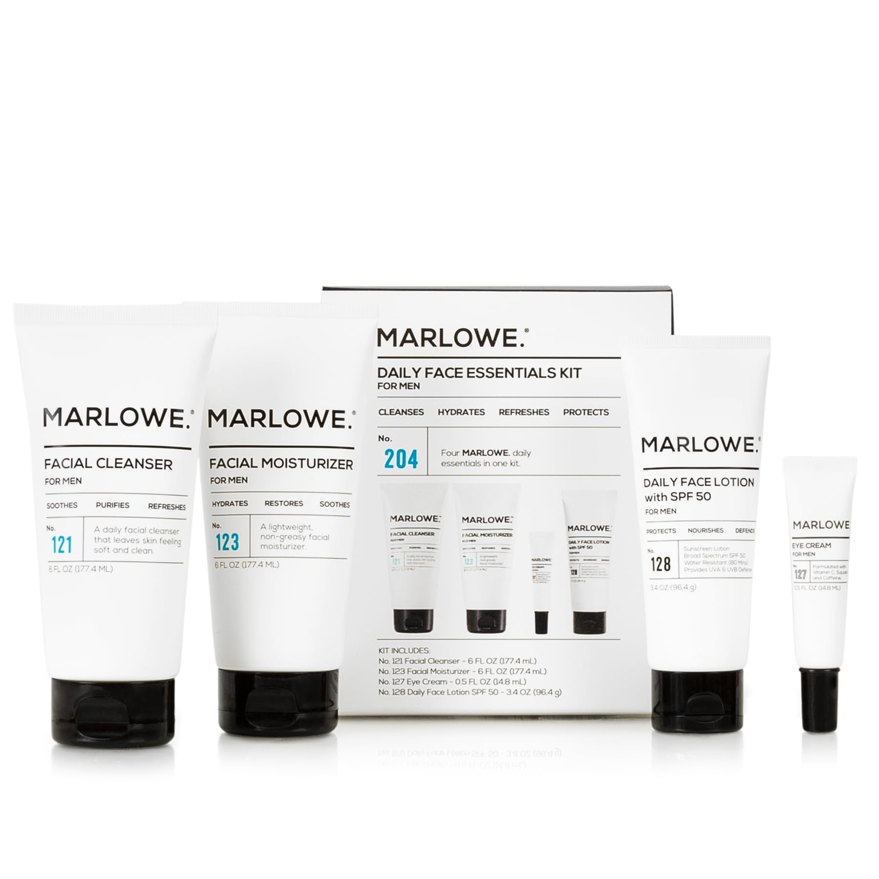 Set De Cuidado De La Piel Marlowe. Kit Facial Diario Esencial Para Hombre