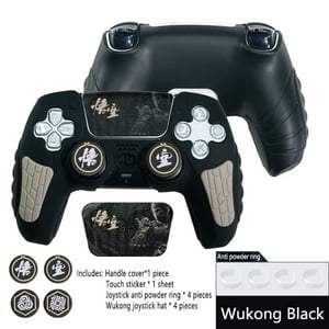 Genérico - Funda Protectora De Silicona Con Agarre Antideslizante Para El Mando De Playstation 5, Incluye Pegatinas De Tapa De Balancín, Funda De Asa A Prueba De Sudor, Accesorios De Juego-Negro