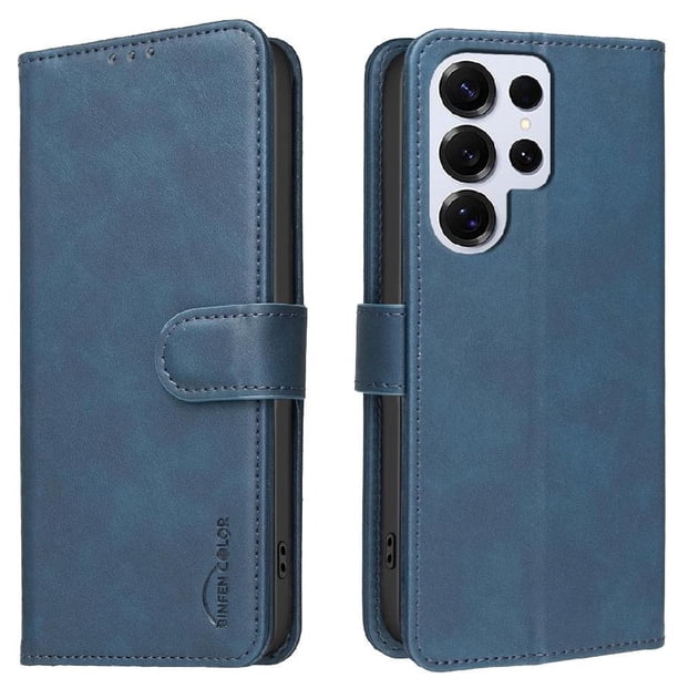 Funda Billetera para Samsung Galaxy S25 Ultra Protección RFID y Soporte Ajustable Azul
