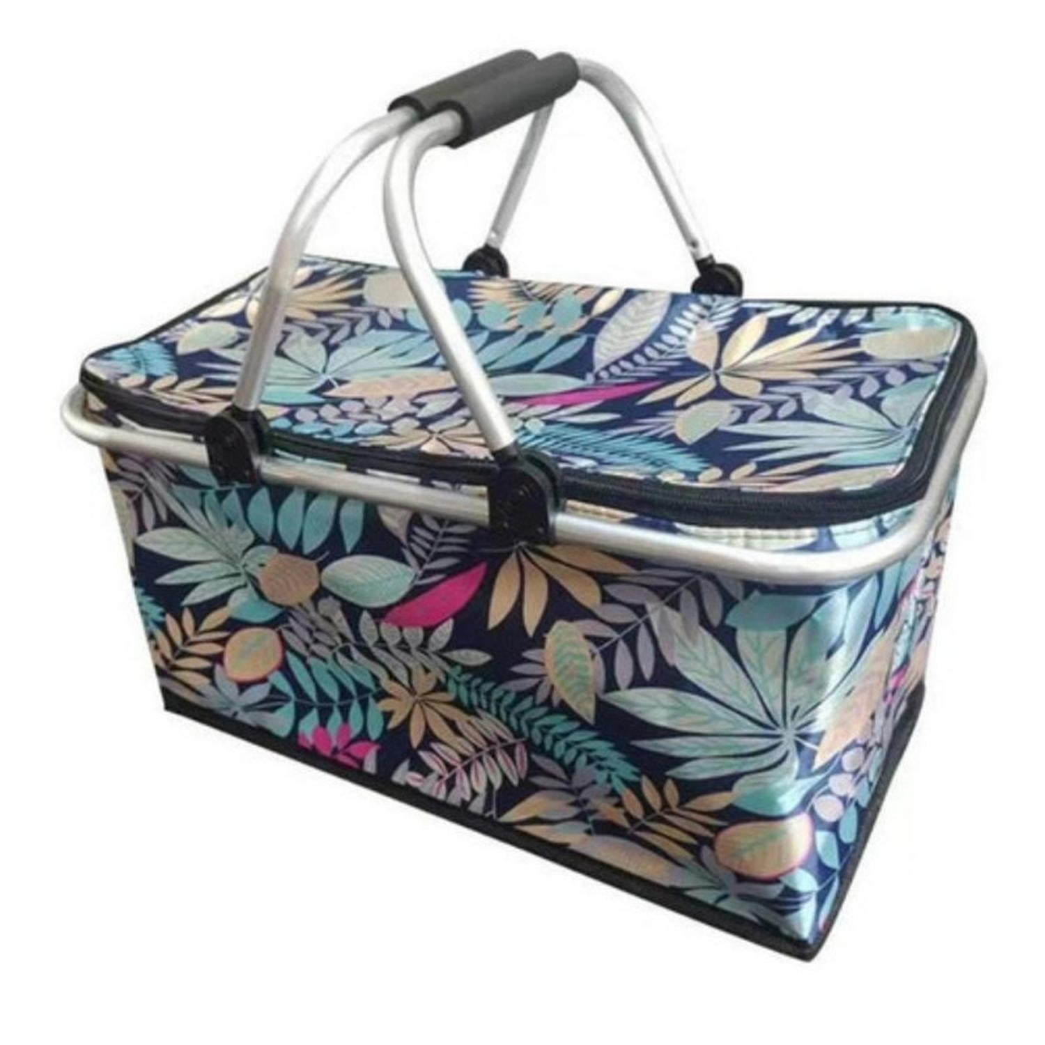 Auckland Outdoor - Bolso Termico Plegable Flores Cooler Canasta Picnic Multicolor