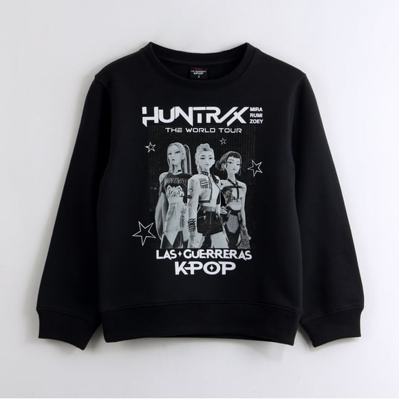 Polerón Cerrado Niña Huntr/x Negro Kpop Demon Hunters