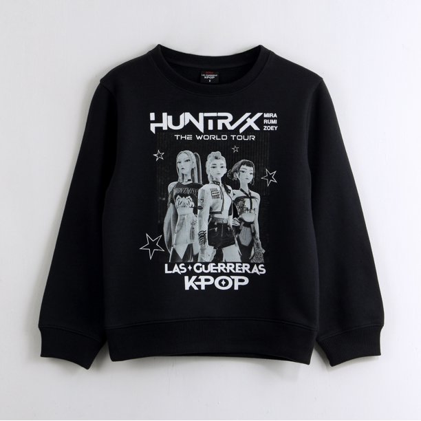 Polerón Cerrado Niña Huntr/x Negro Kpop Demon Hunters