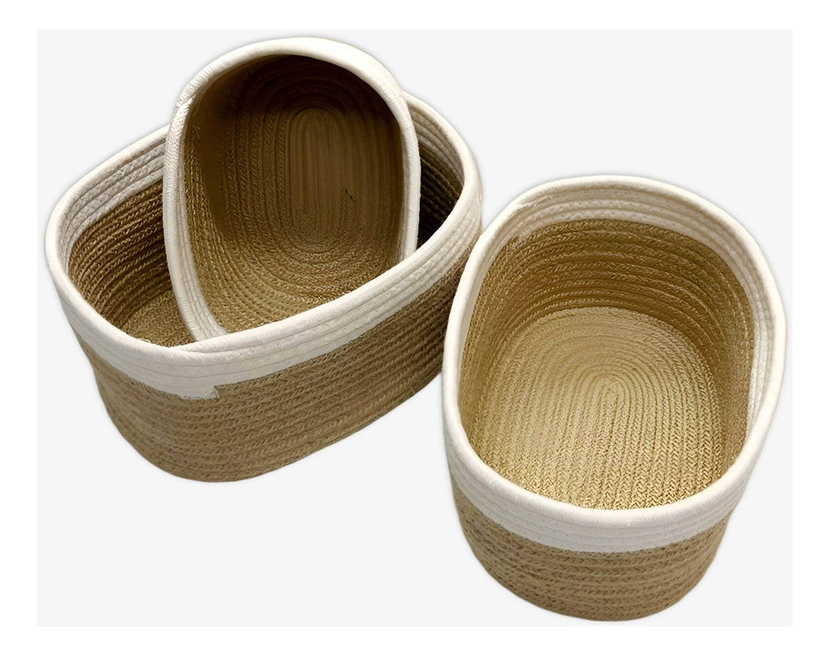 Genérico - Set De 3 Cestas Tejidas Cuerda Algodón Decorativas Jhn