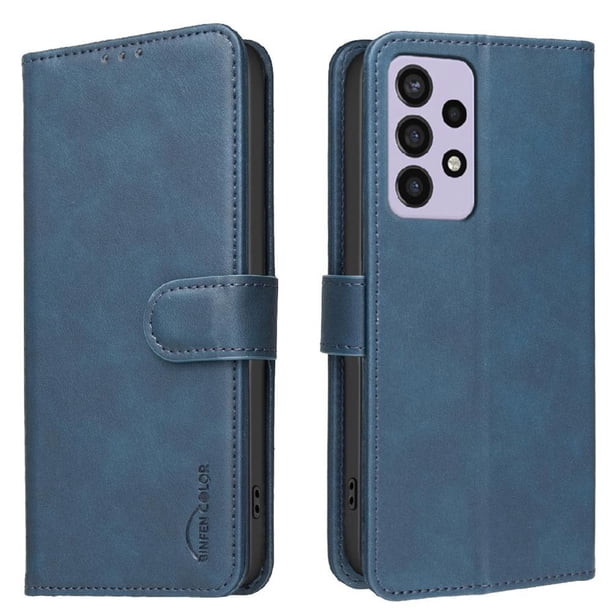 Funda Billetera para Samsung Galaxy A72 Protección RFID y Soporte Ajustable Azul