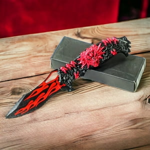 Genérico - Cuchillo Supervivencia Demon On Fire Al78 Corta Pluma Cortaplumas Cuchillo Cuchilla Navaja Daga Machete Estilete.