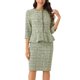 thumbnail image 1 of INSPIRE CHIC Conjunto de Traje de Tweed de 2 Piezas para Mujer Conjunto de Atuendo de Maestra para Regreso a Clases Chaqueta de Manga 3/4 con Botones y Falda Lápiz Verde S, 1 of 6