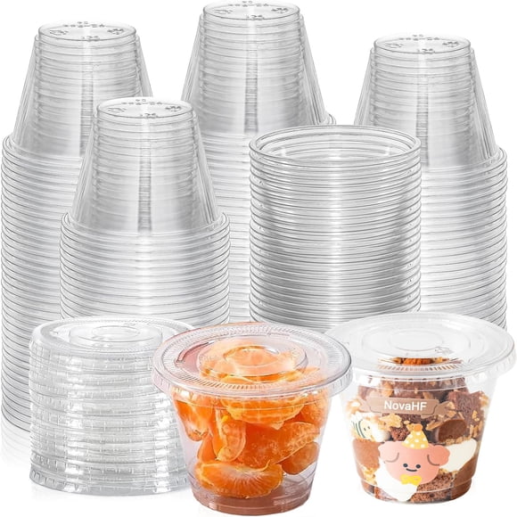 Vaso de Bebida NovaHF 260 ml Transparente - Pack de 50 con Tapas