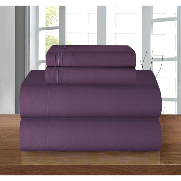 Juego de sábanas Elegant Comfort Luxury 1500 Premium Purple Twin