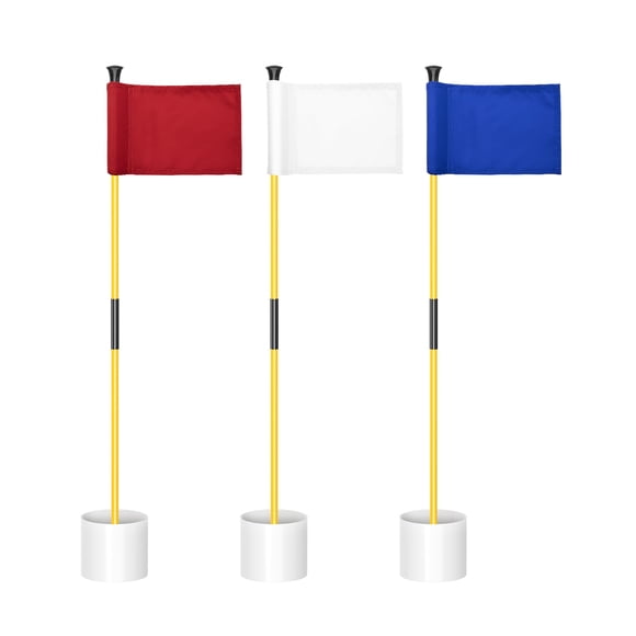 Juego de banderas de minigolf KINGTOP, 87 cm, portátil, paquete de 3