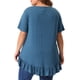 thumbnail image 3 of Blusas con volante en el dobladillo, cuello en V con botones, mangas cortas, talla grande para mujeres de Agnes Orinda, talla 2X, azul, 3 of 6