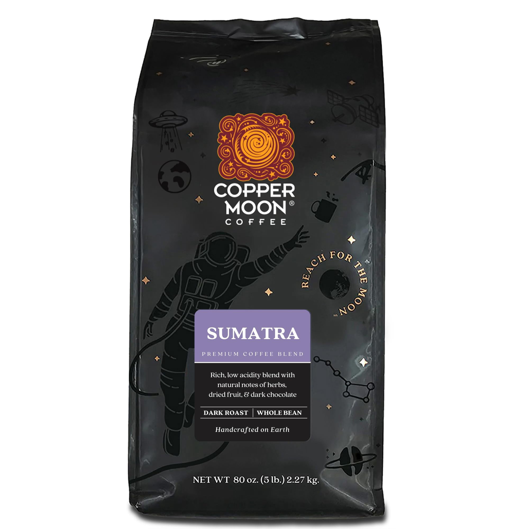Copper Moon Coffee - Café En Grano Copper Moon Sumatra Tueste Oscuro 2,27 Kg