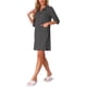 thumbnail image 4 of INSPIRE CHIC Bata con cremallera de punto waffle para mujer, ligera, manga 3/4, longitud hasta la rodilla, con bolsillos para descansar, S Gris, 4 of 6