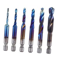 Magideal - Juego De Brocas De Combinación De Grifo De Taladro, Vástago Hexagonal Con Revestimiento Azul, Fácil De Usar, M3, M4, M5, M6, M8, M10, Juego De Grifo D Largo